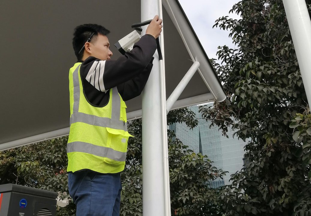 园区道路立杆周界 · 真实施工现场实拍